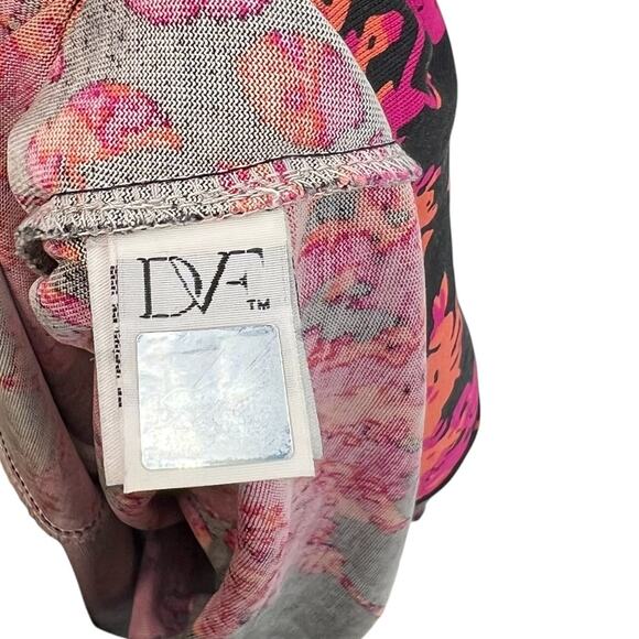 Diane von Furstenberg Reina Sheath Dress Floral Daze Black‎ Pink Silk Size 6 - Picture 11 of 14